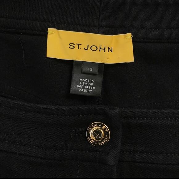 St. John Black Denim Jeans High Rise Boot Cut Straight Yellow Label - Picture 3 of 7